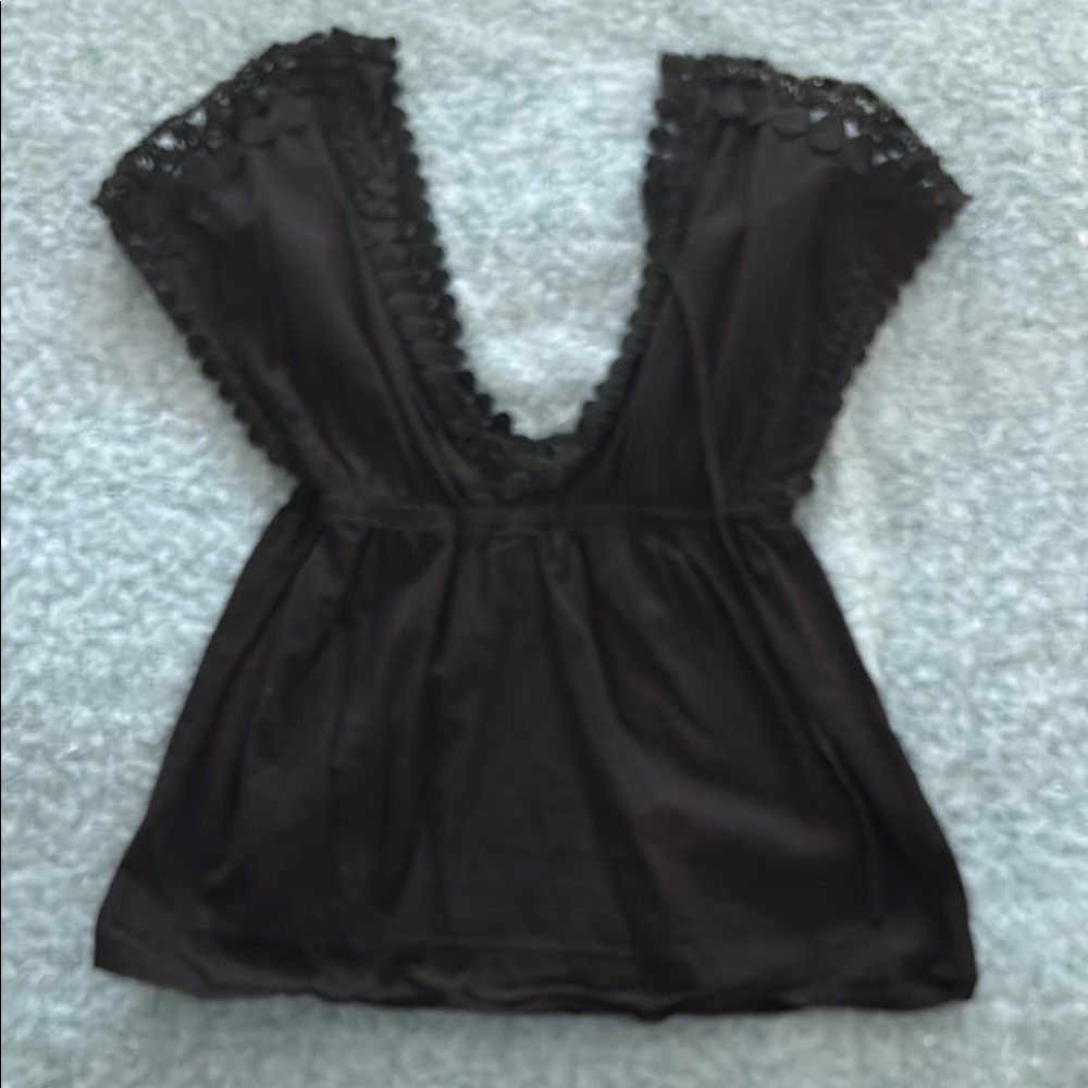 Elegant Black Lace Trim Blouse